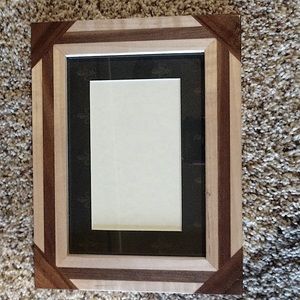 5x7 or 3x5 Handmade Wood Picture Frame in dark and light shades of wood.